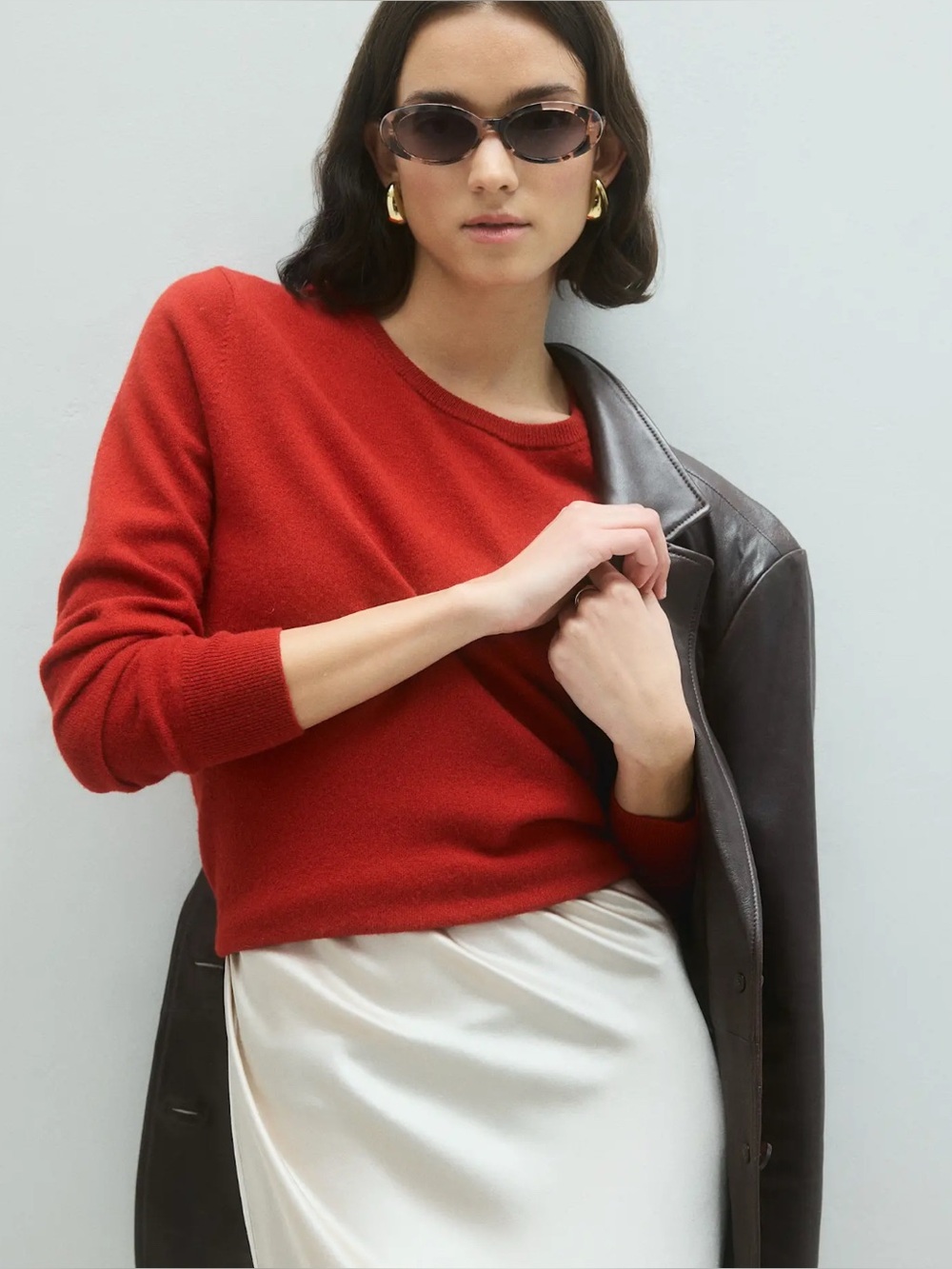 Quince Red Crewneck Cashmere Sweater